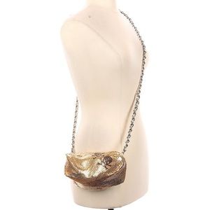 NWT Rare Betsey Johnson Skull Crossbody 100% metal mesh gold bag